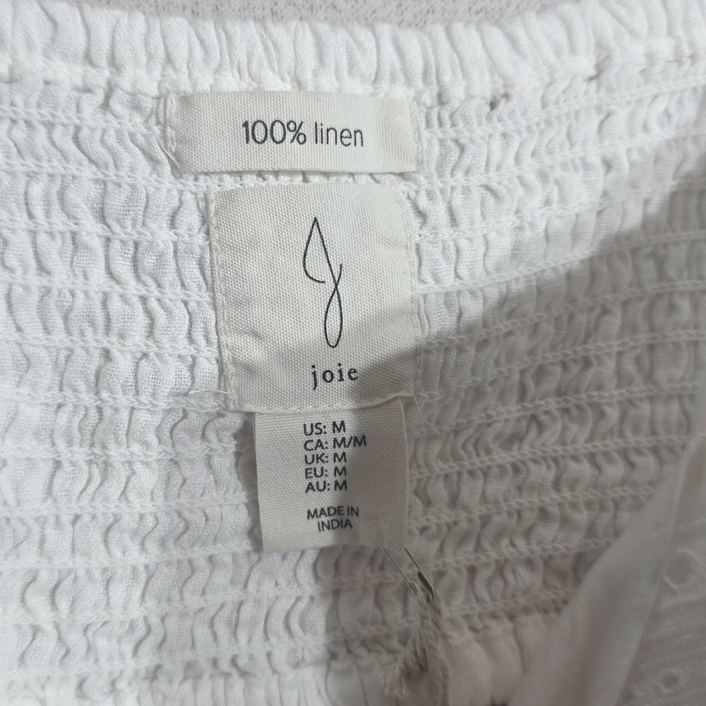 Joie White Eyelet Crop Top 100% Linen - Picture 3 of 3